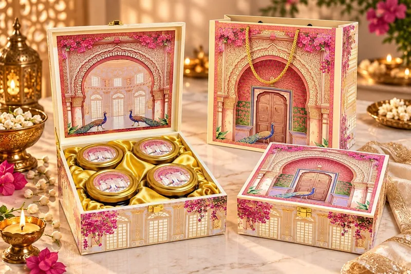 Pink Arch Four-Jar Hamper