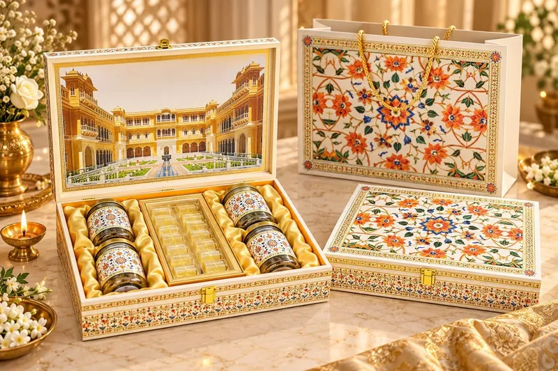 Ivory Floral Jar & Tray Hamper