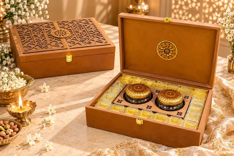 Carved Two-Jar & Tray Hamper