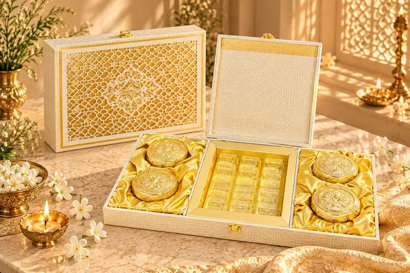 Ivory Lattice Jar & Tray Hamper